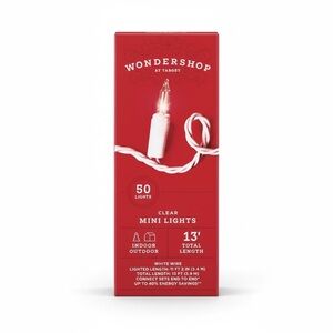 Target Wondershop 50 Clear Mini String Lights Indoor Outdoor White Wire Set NIB
